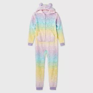 Girls' Ombre Rainbow Peace Sign Union Suit